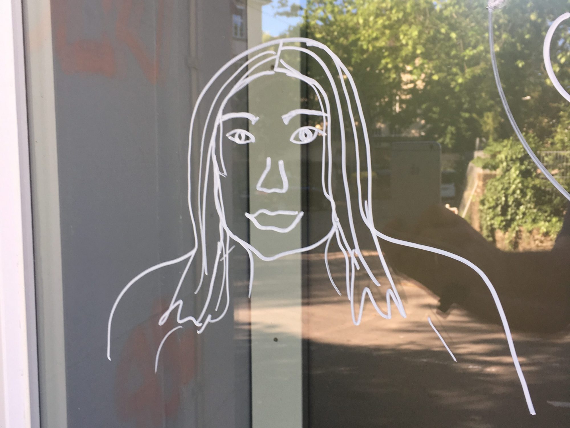 Girl on glass in Stuttgart West