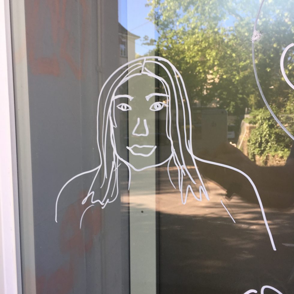 Girl on glass in Stuttgart West